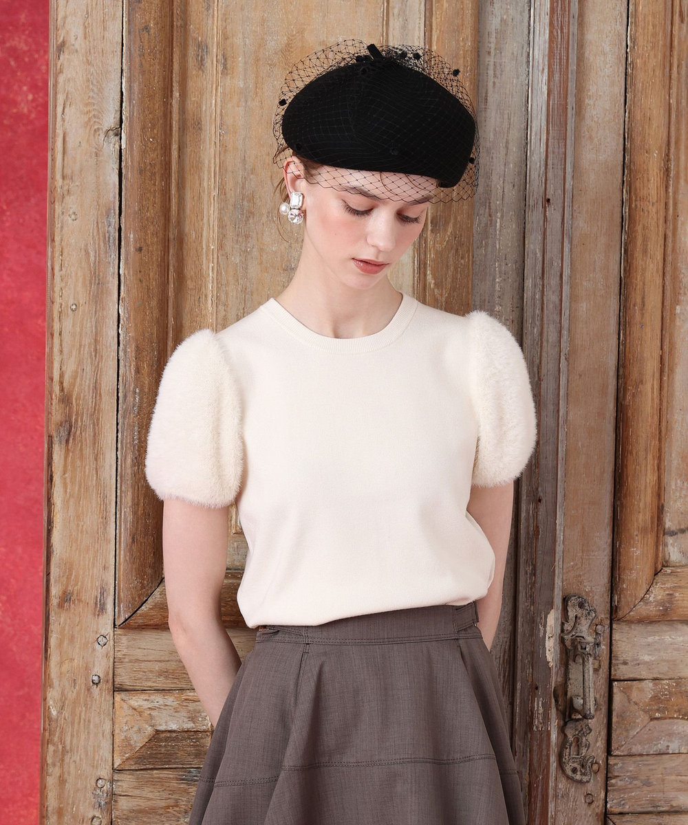 LOULOU WILLOUGHBY WEB限定 ファースリーブプルオーバー オフホワイト (02)