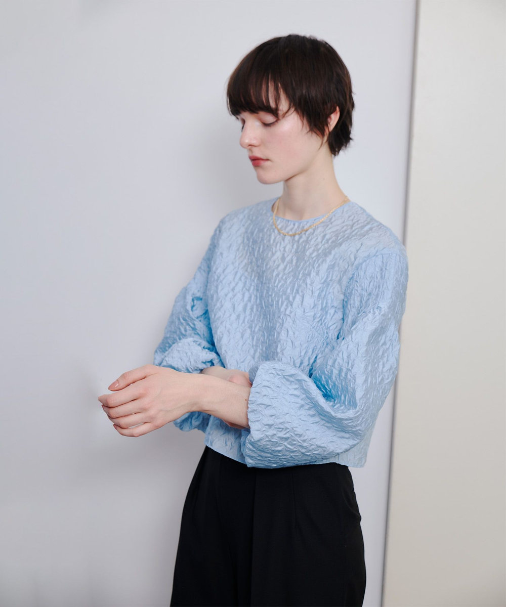 allureville フクレジャガードブラウス サックス (63)