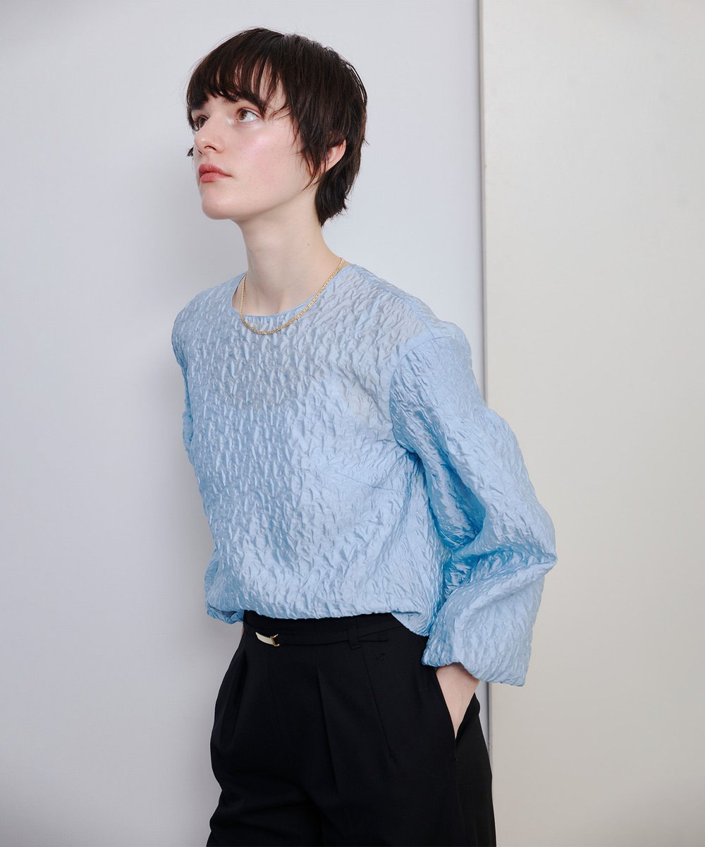 allureville フクレジャガードブラウス サックス (63)