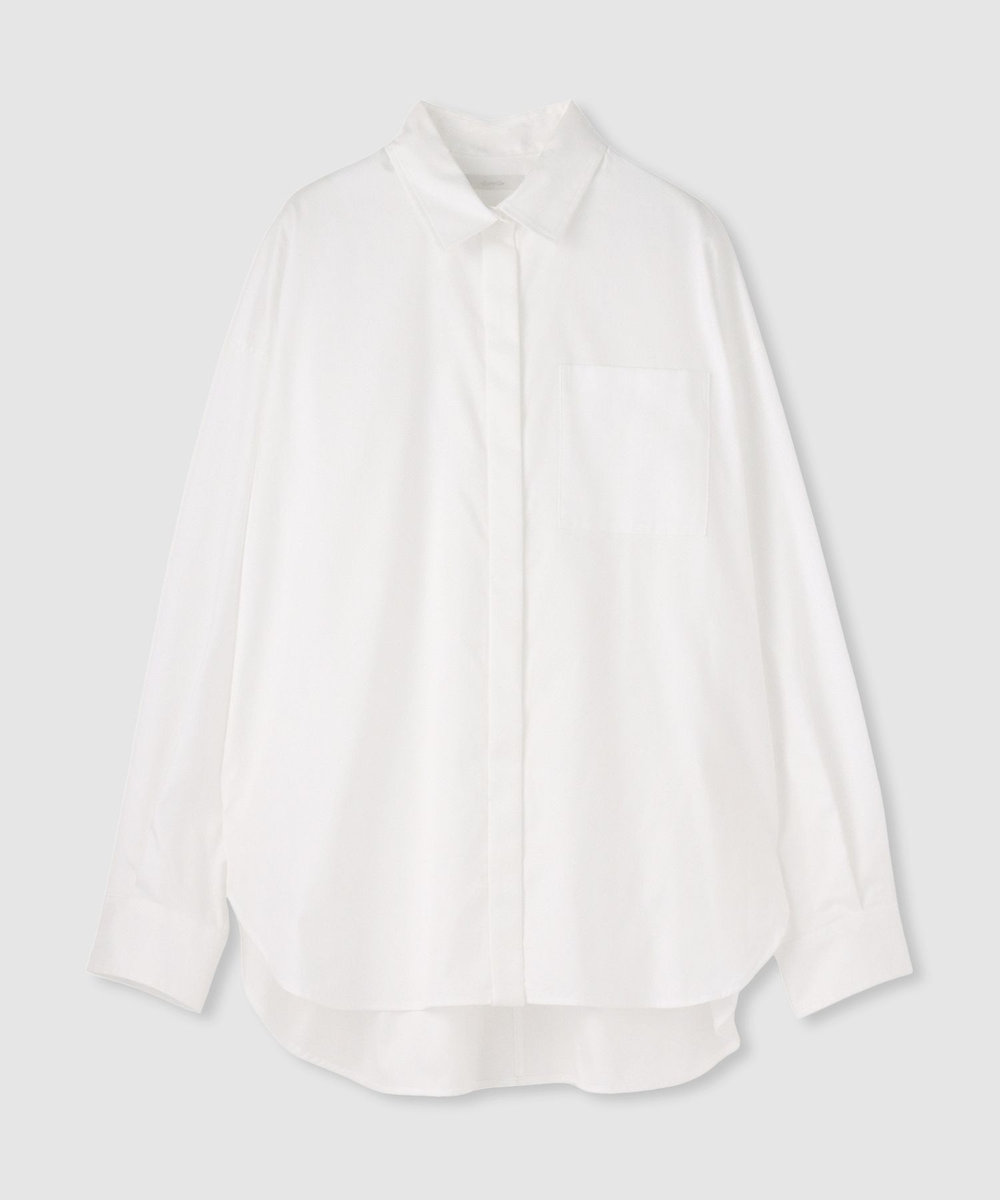 allureville コットンオックスラウンドヘムシャツ ホワイト (01)