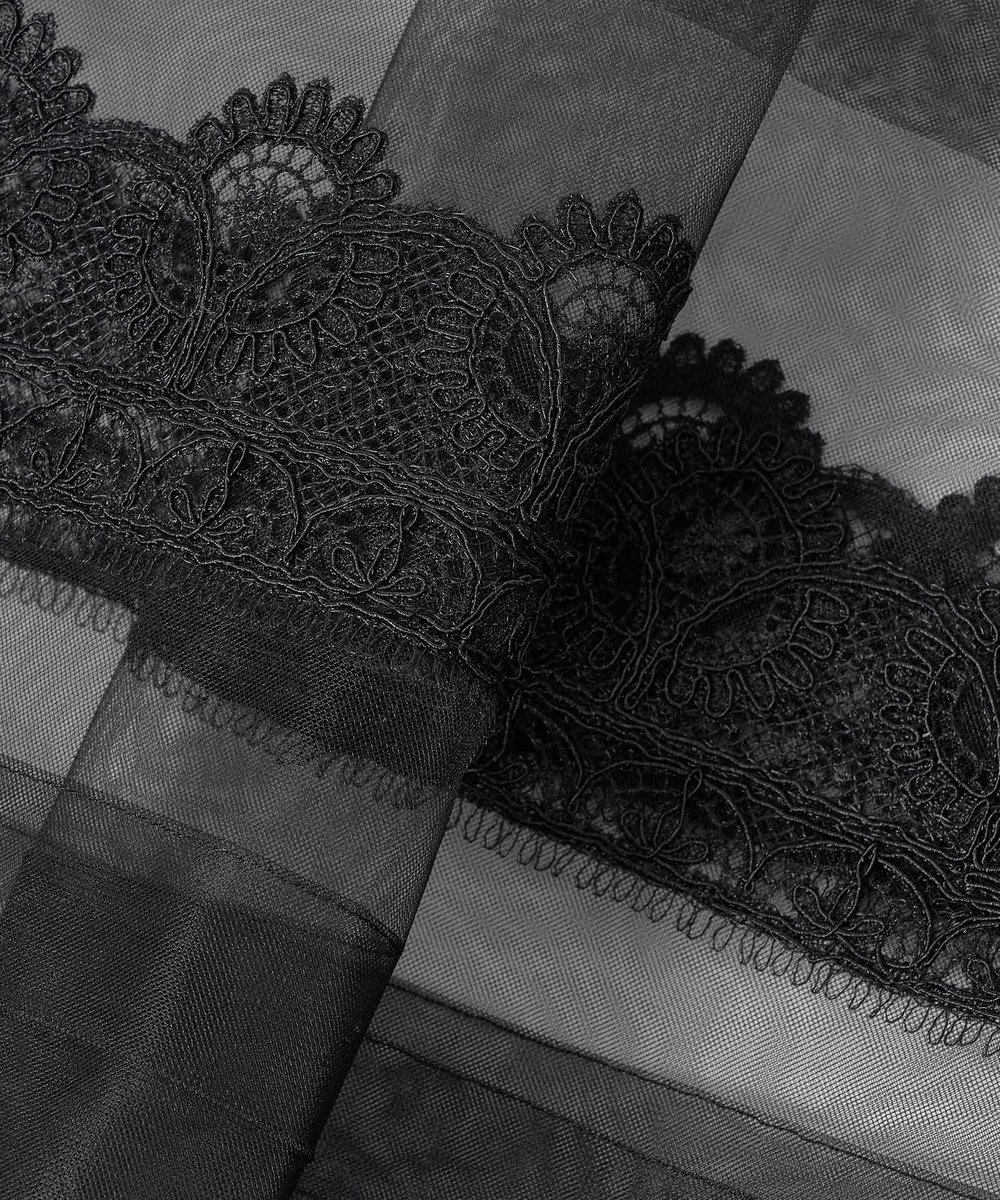 LOULOU WILLOUGHBY 【LOULOU WILLOUGHBY】チュールレースブラウス ブラック (95)