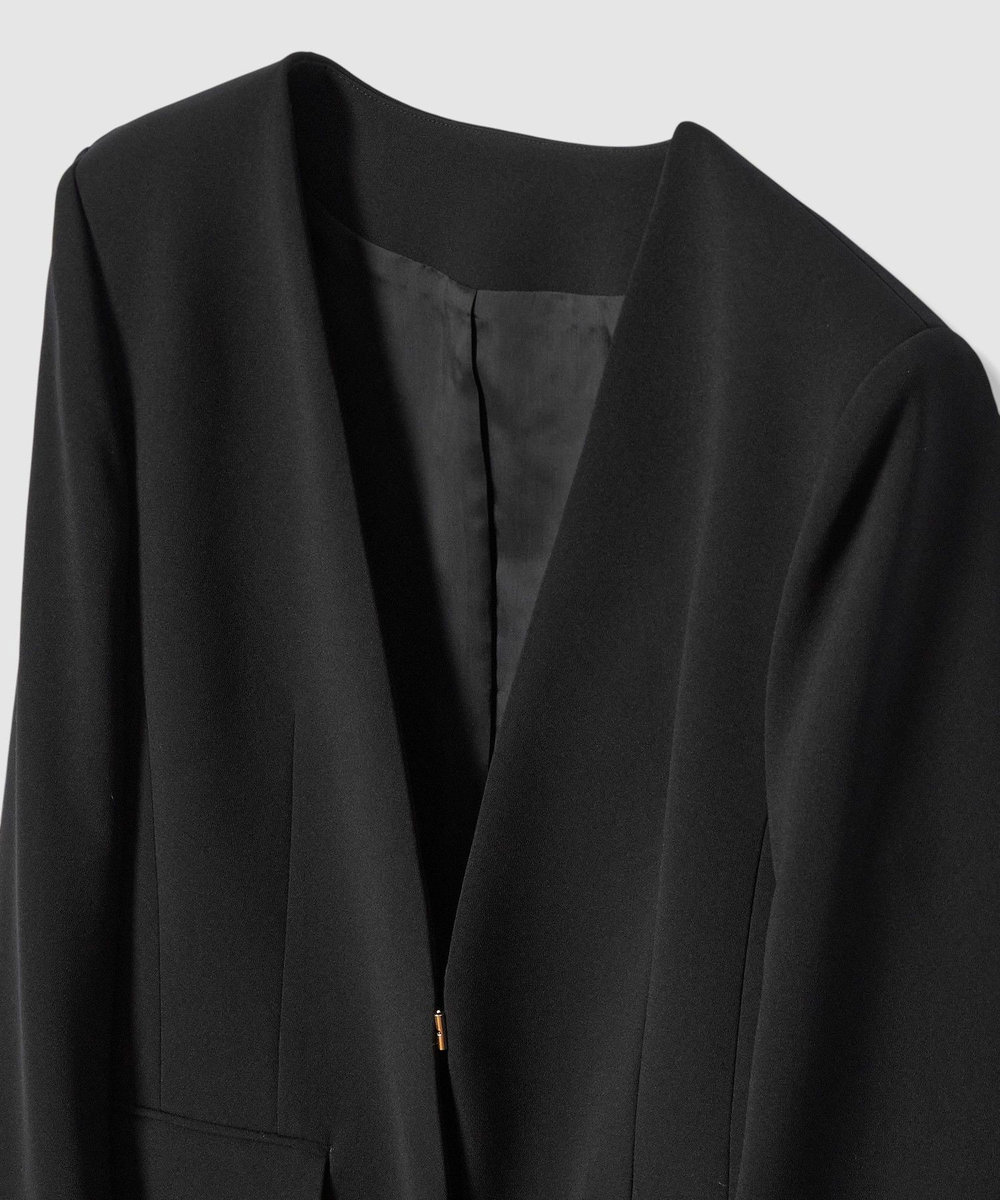 LOULOU WILLOUGHBY 【LOULOU WILLOUGHBY】ダブルクロスノーカラージャケット ブラック (95)