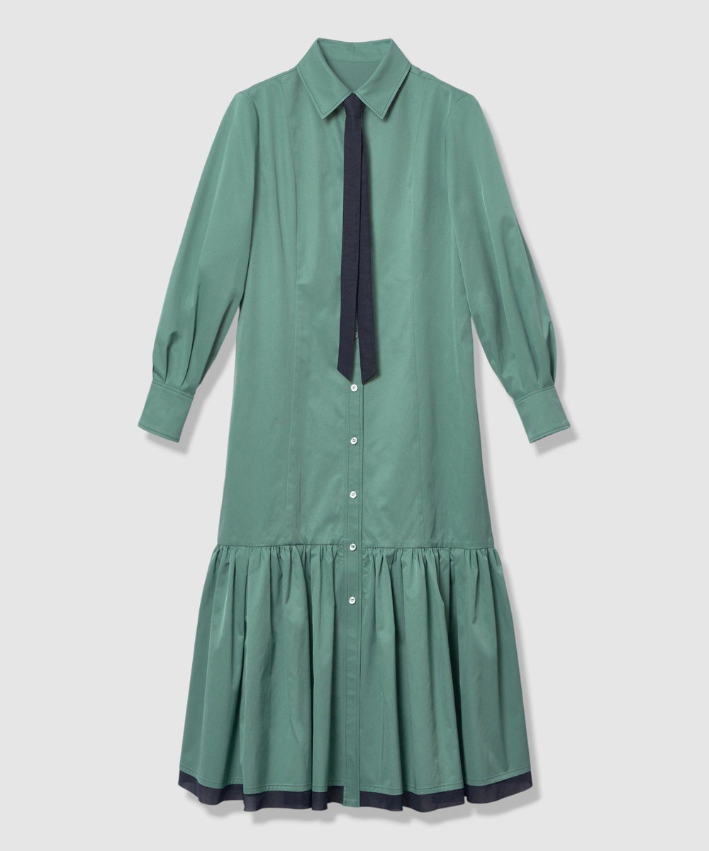 LOULOU WILLOUGHBY】メモリーツイルティアードシャツワンピース