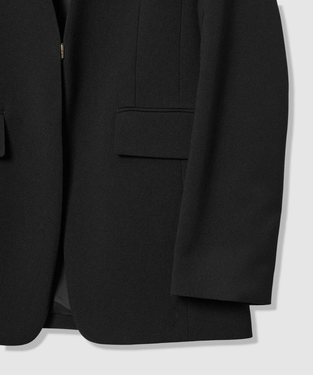 LOULOU WILLOUGHBY 【LOULOU WILLOUGHBY】ダブルクロスノーカラージャケット ブラック (95)