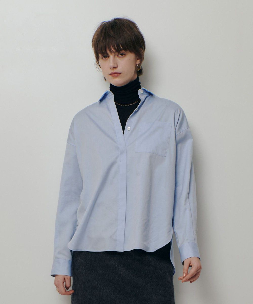 allureville コットンオックスラウンドヘムシャツ サックス (63)