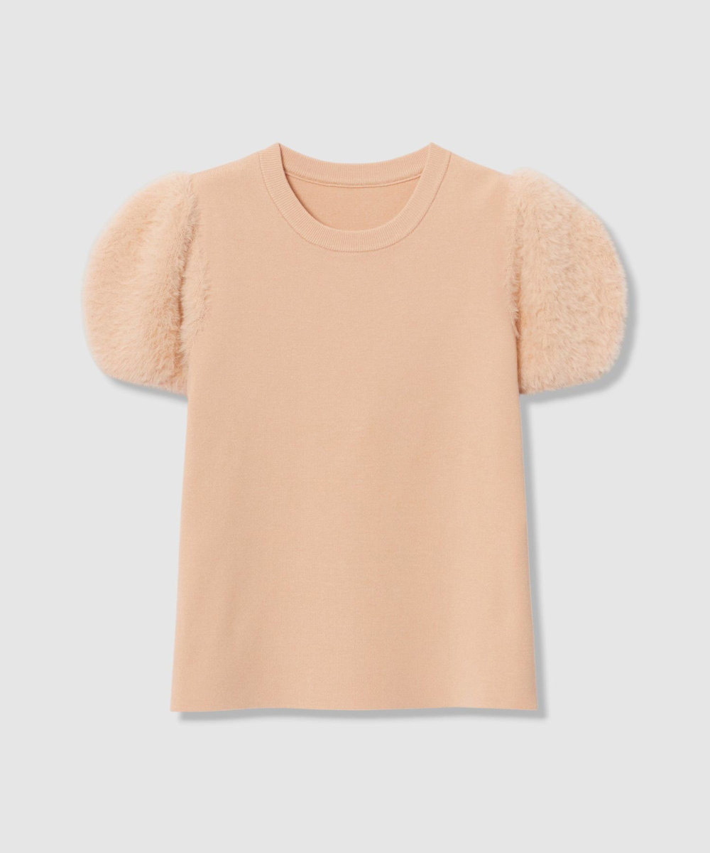 LOULOU WILLOUGHBY WEB限定 ファースリーブプルオーバー ピンクベージュ (13)