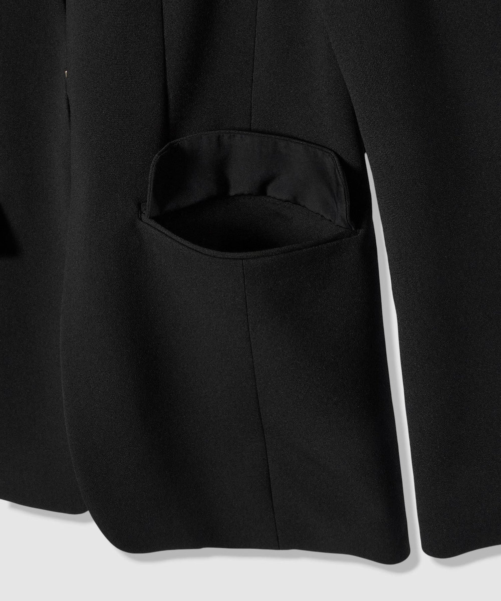 LOULOU WILLOUGHBY 【LOULOU WILLOUGHBY】ダブルクロスノーカラージャケット ブラック (95)