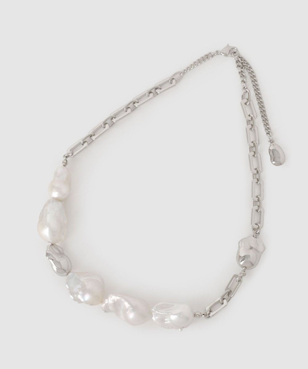 allureville ◇淡水パールチェーンネックレス シルバー (90)