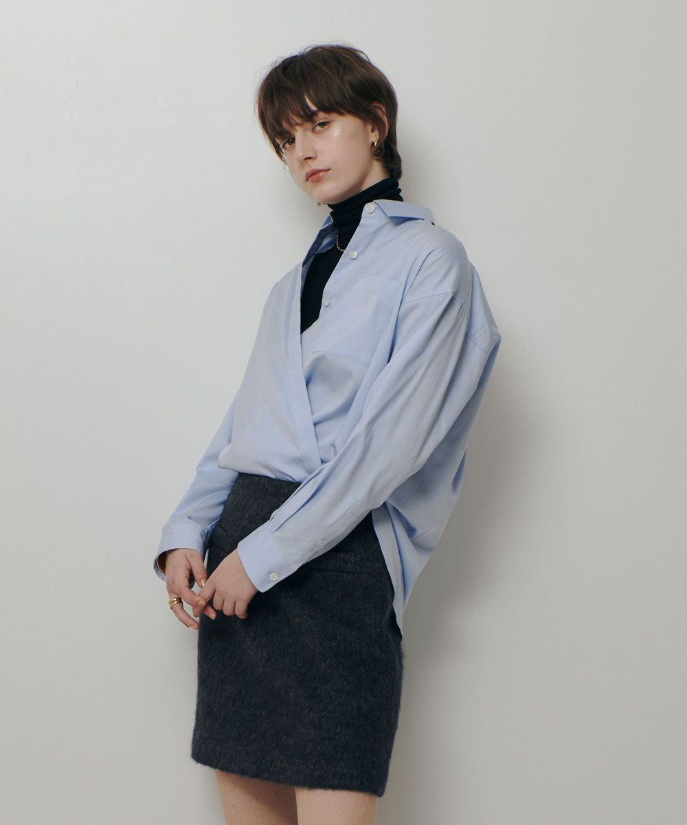 allureville コットンオックスラウンドヘムシャツ サックス (63)