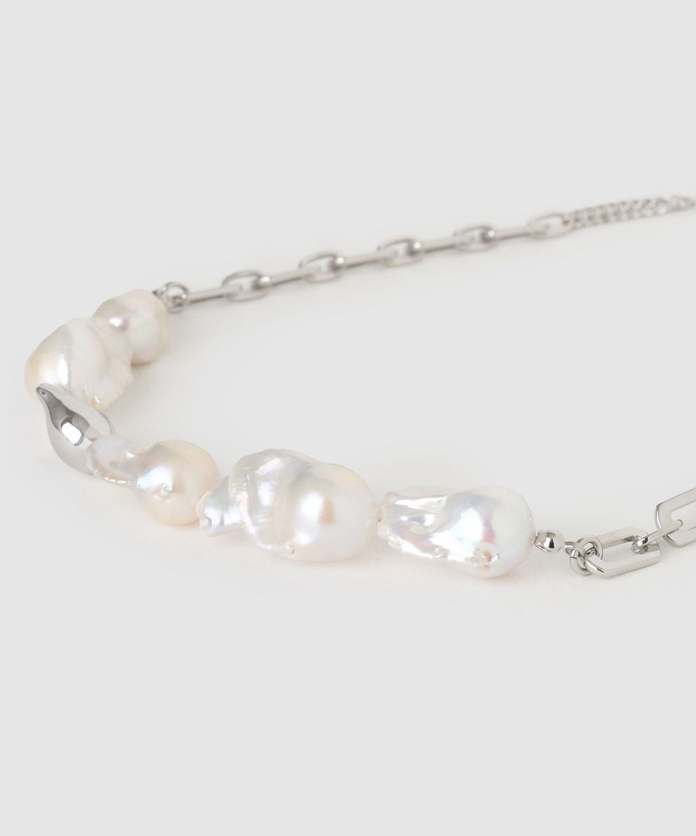 allureville ◇淡水パールチェーンネックレス シルバー (90)
