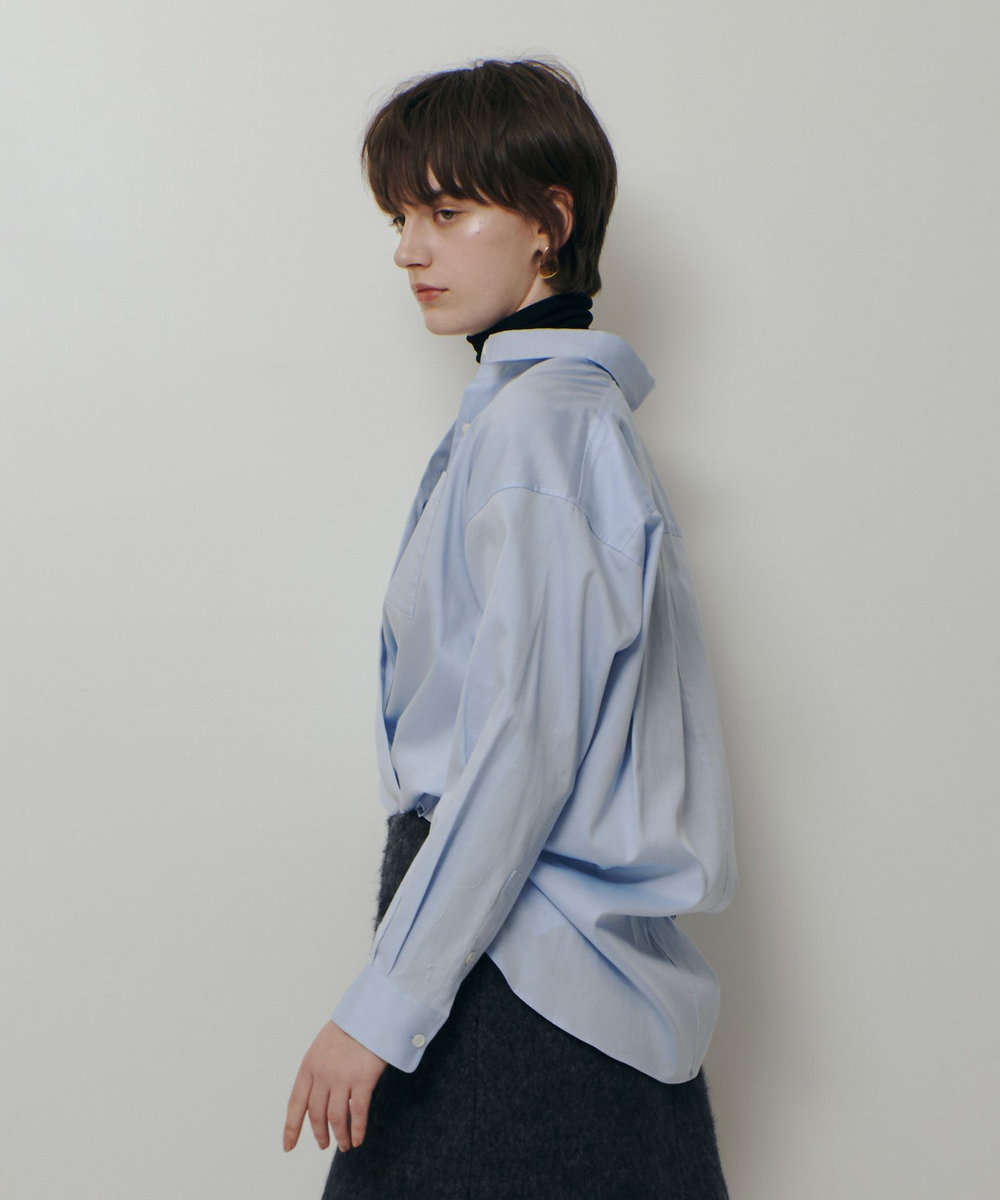 allureville コットンオックスラウンドヘムシャツ サックス (63)