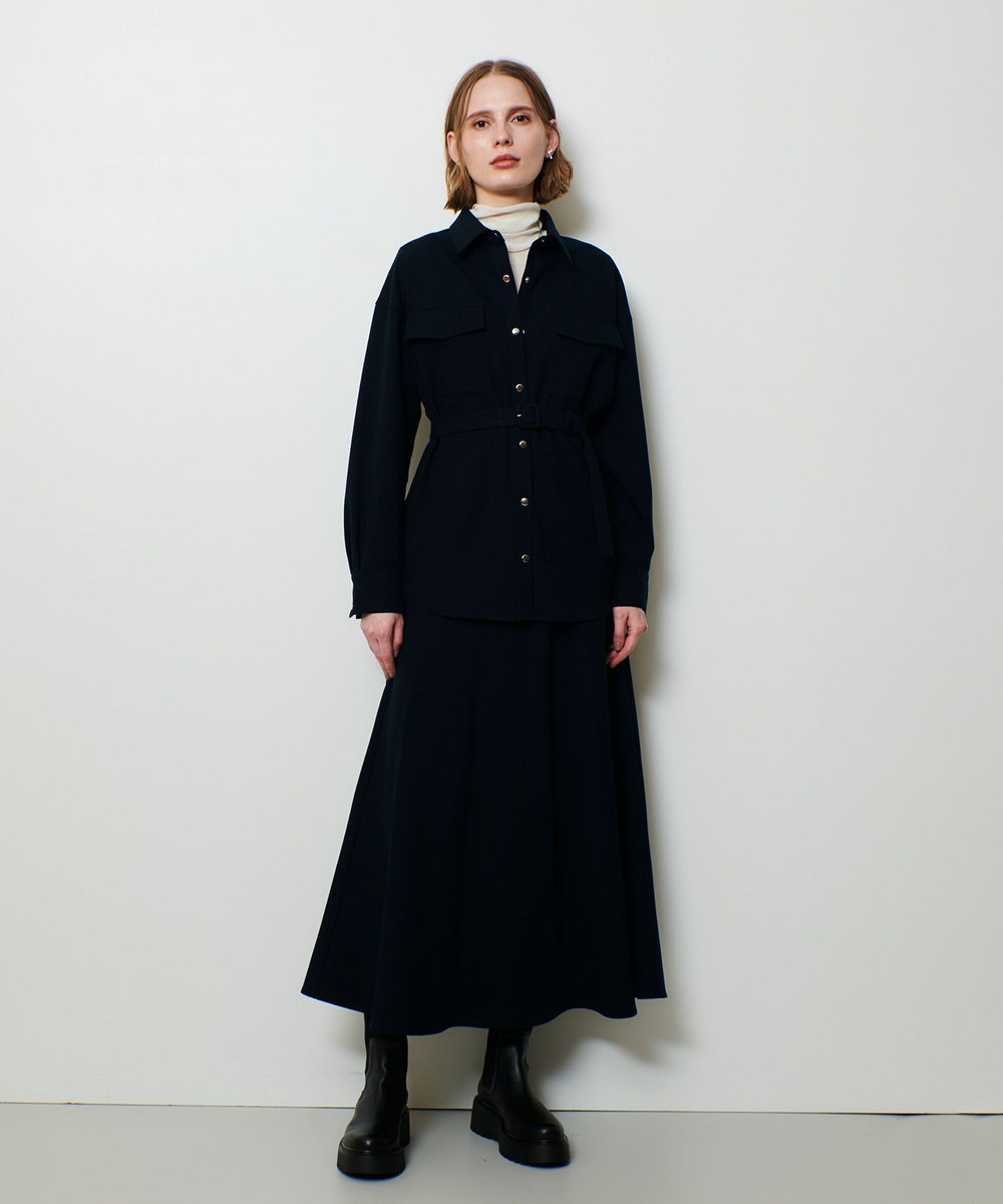 allureville サキソニーベルテッドナロースカート ネイビー (65)