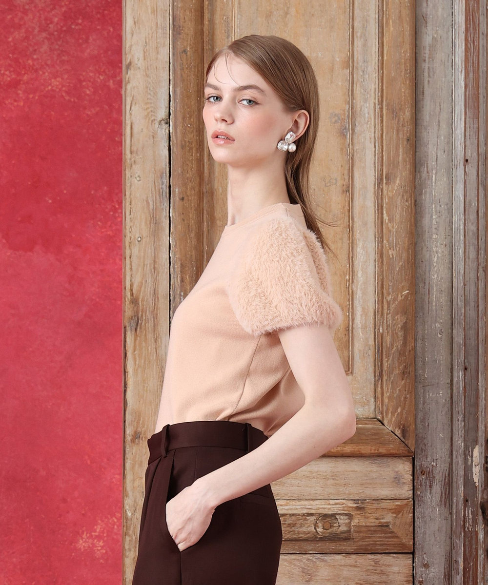 LOULOU WILLOUGHBY WEB限定 ファースリーブプルオーバー ピンクベージュ (13)