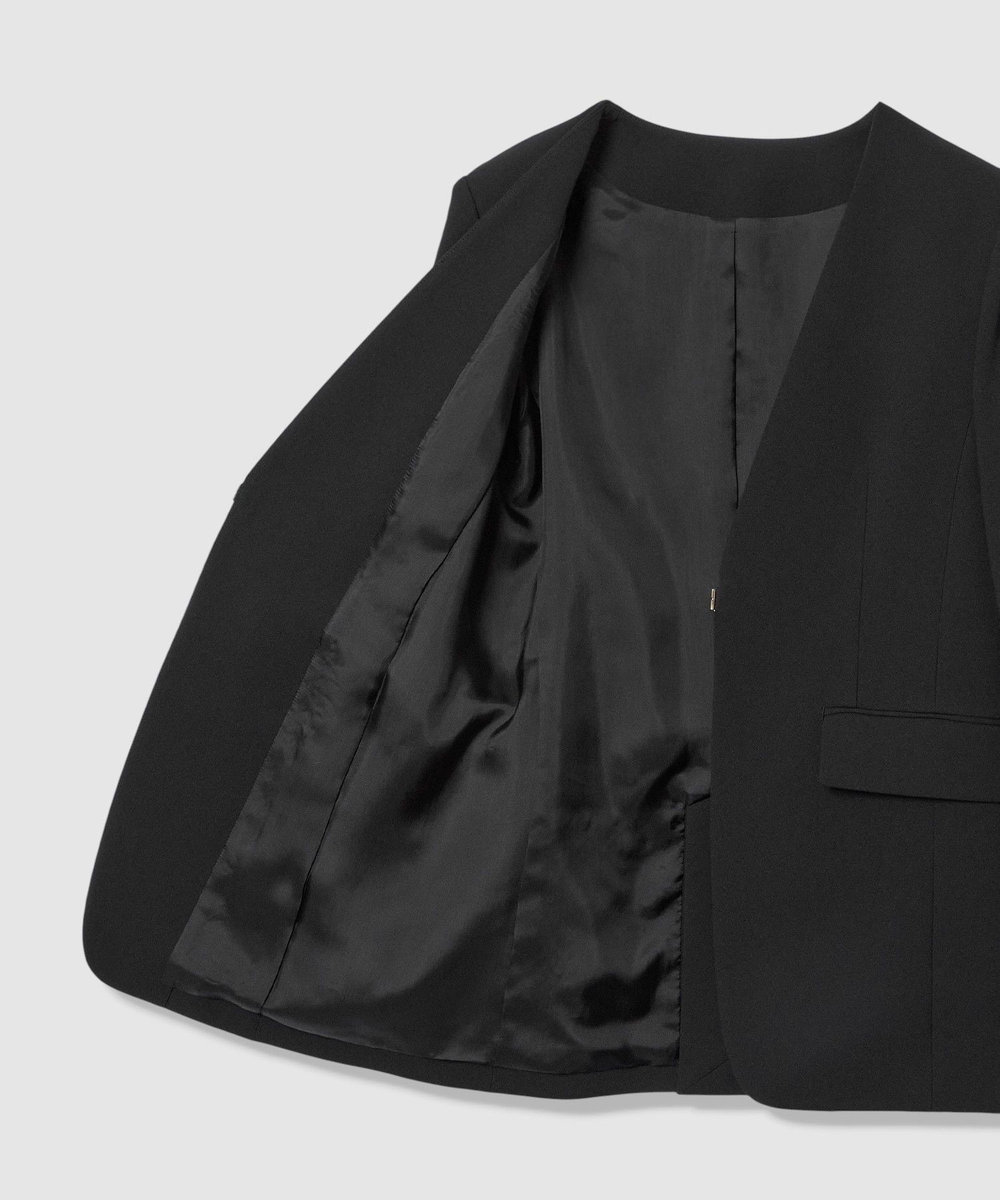 LOULOU WILLOUGHBY 【LOULOU WILLOUGHBY】ダブルクロスノーカラージャケット ブラック (95)