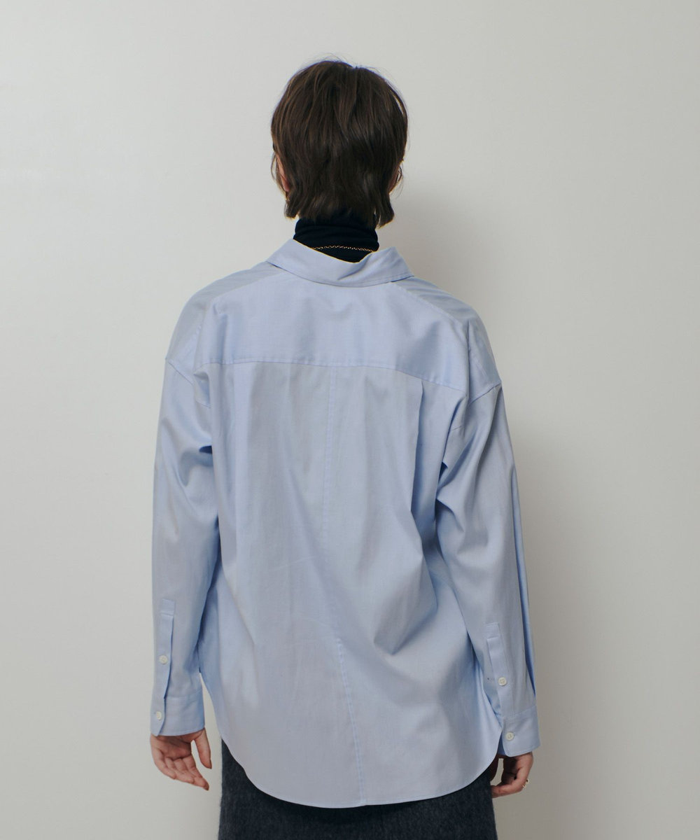 allureville コットンオックスラウンドヘムシャツ サックス (63)