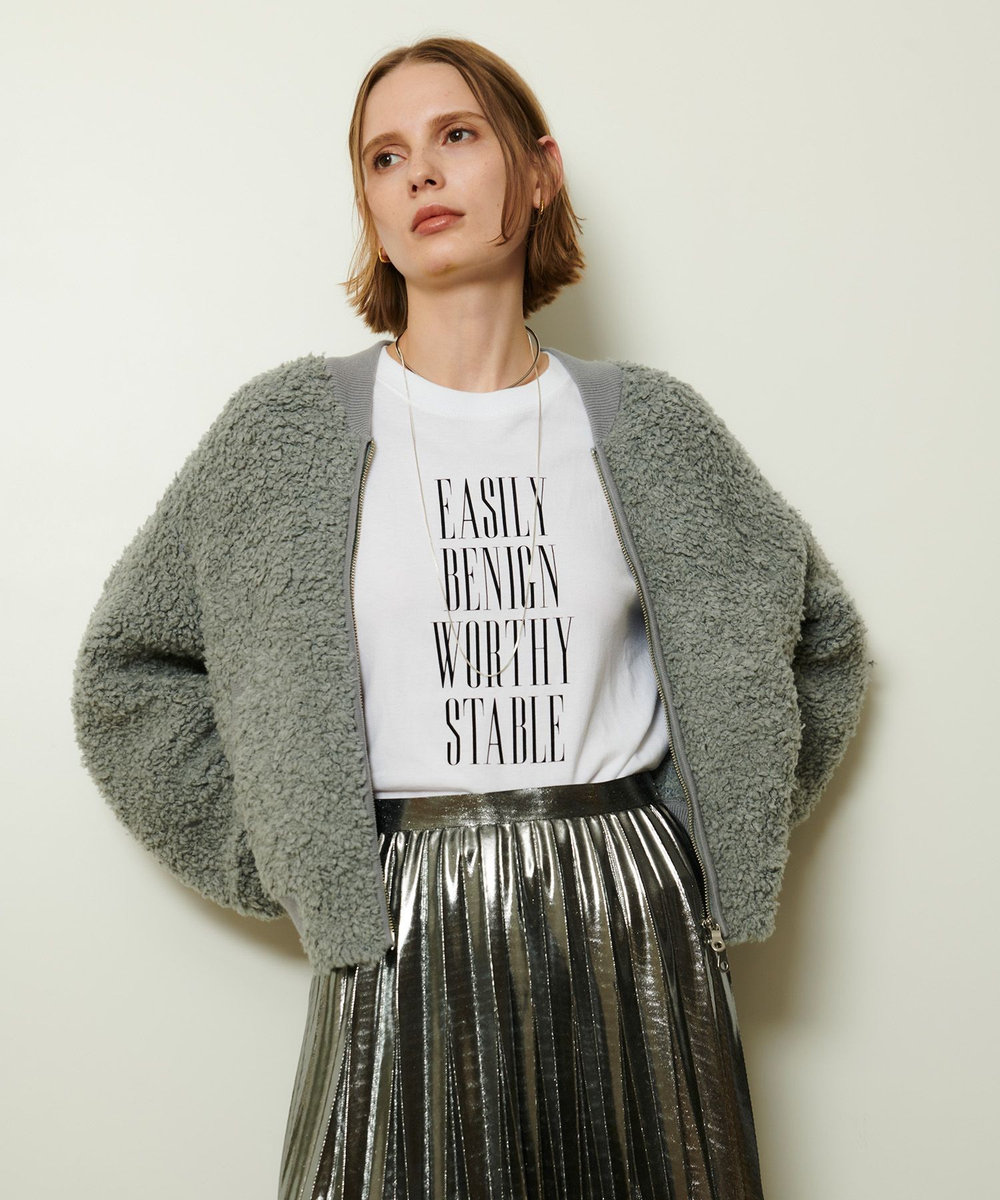 allureville ニットボアブルゾン グレー (92)