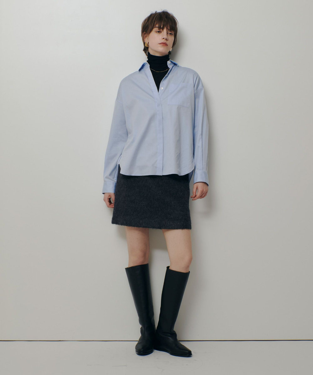 allureville コットンオックスラウンドヘムシャツ サックス (63)