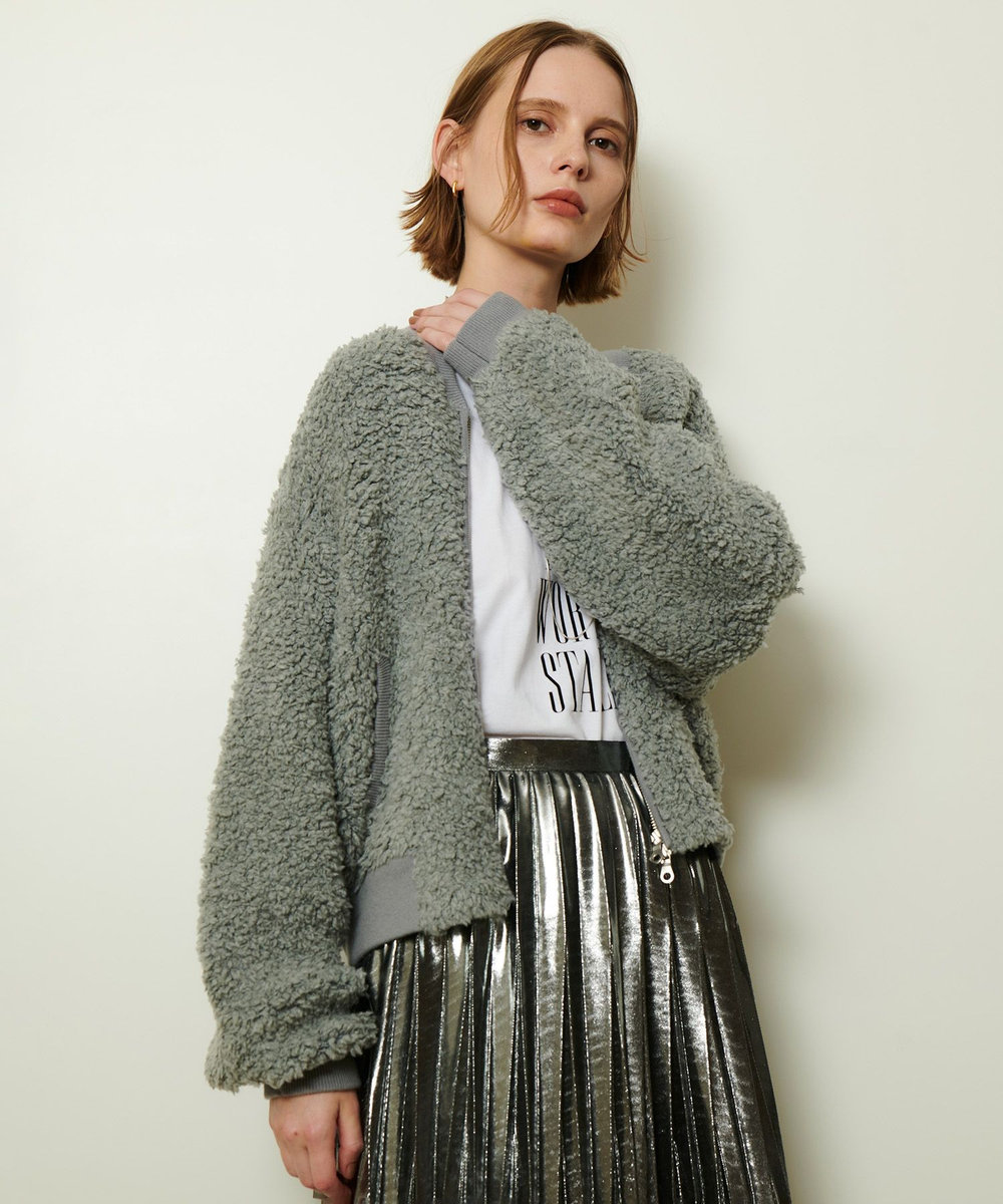 allureville ニットボアブルゾン グレー (92)