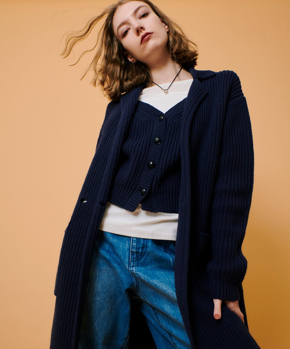 allureville 片畦ニットコート ネイビー (65)