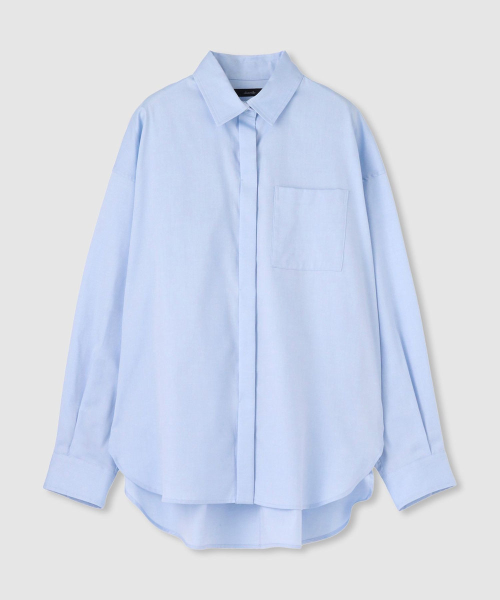 allureville コットンオックスラウンドヘムシャツ サックス (63)