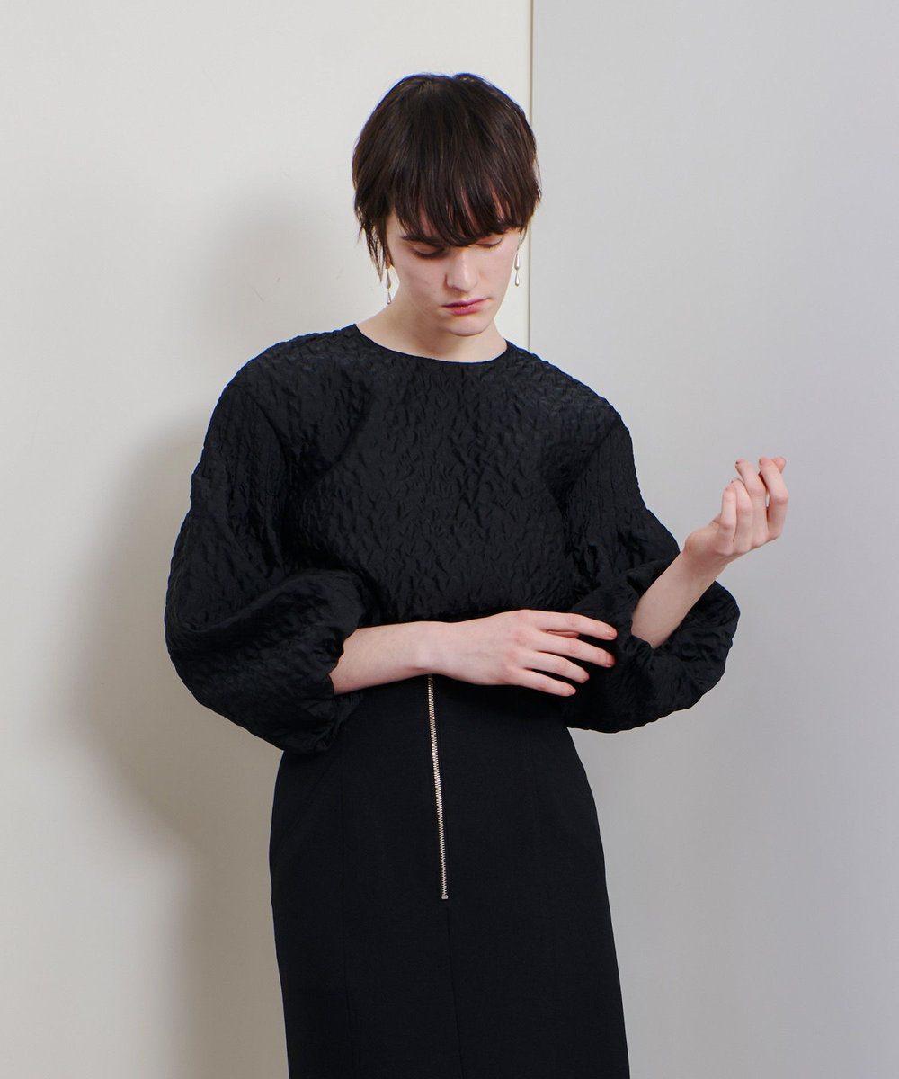 allureville フクレジャガードブラウス ブラック (95)