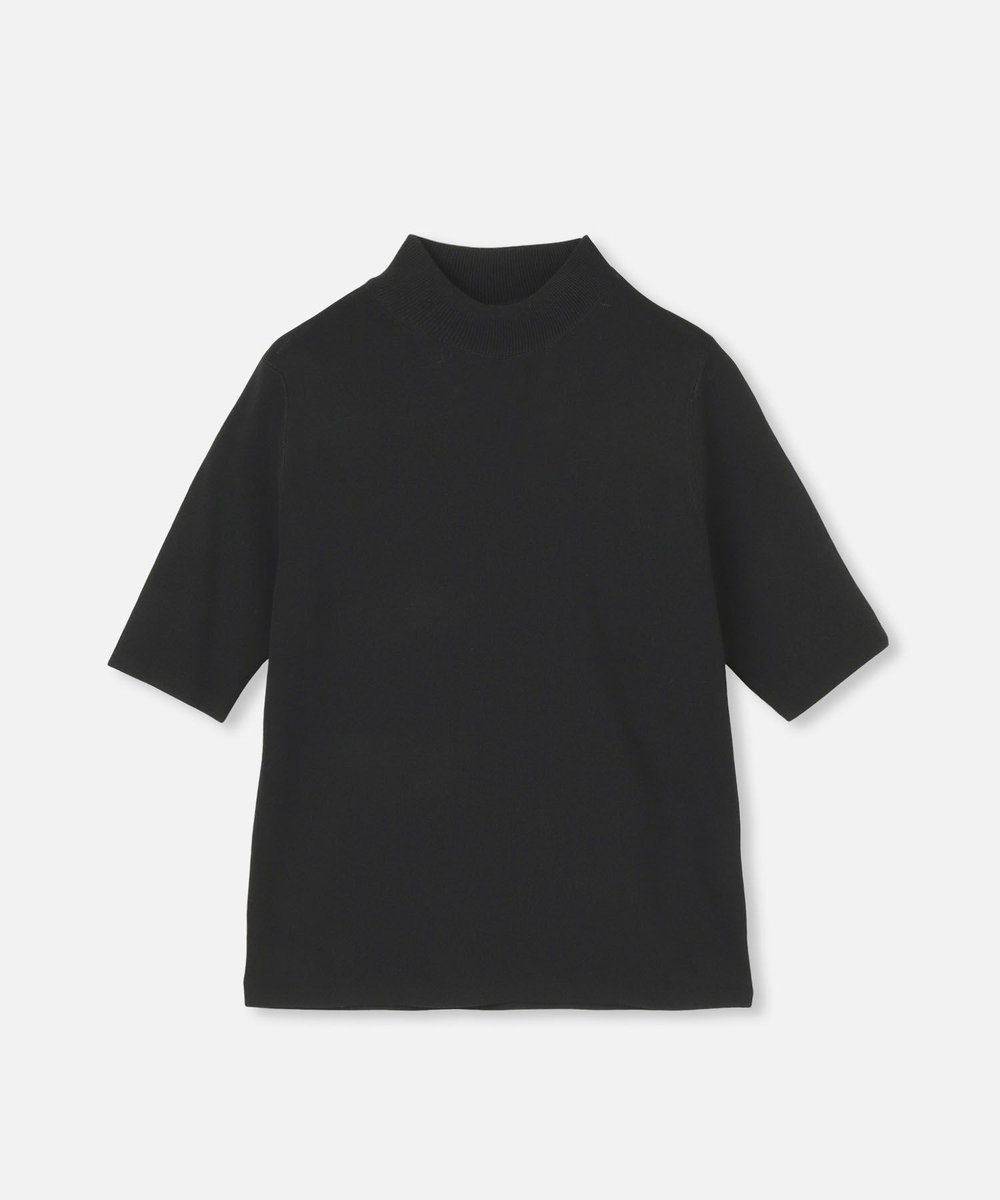 allureville ◇ 総針モックネック5分袖プルオーバー ブラック (95)