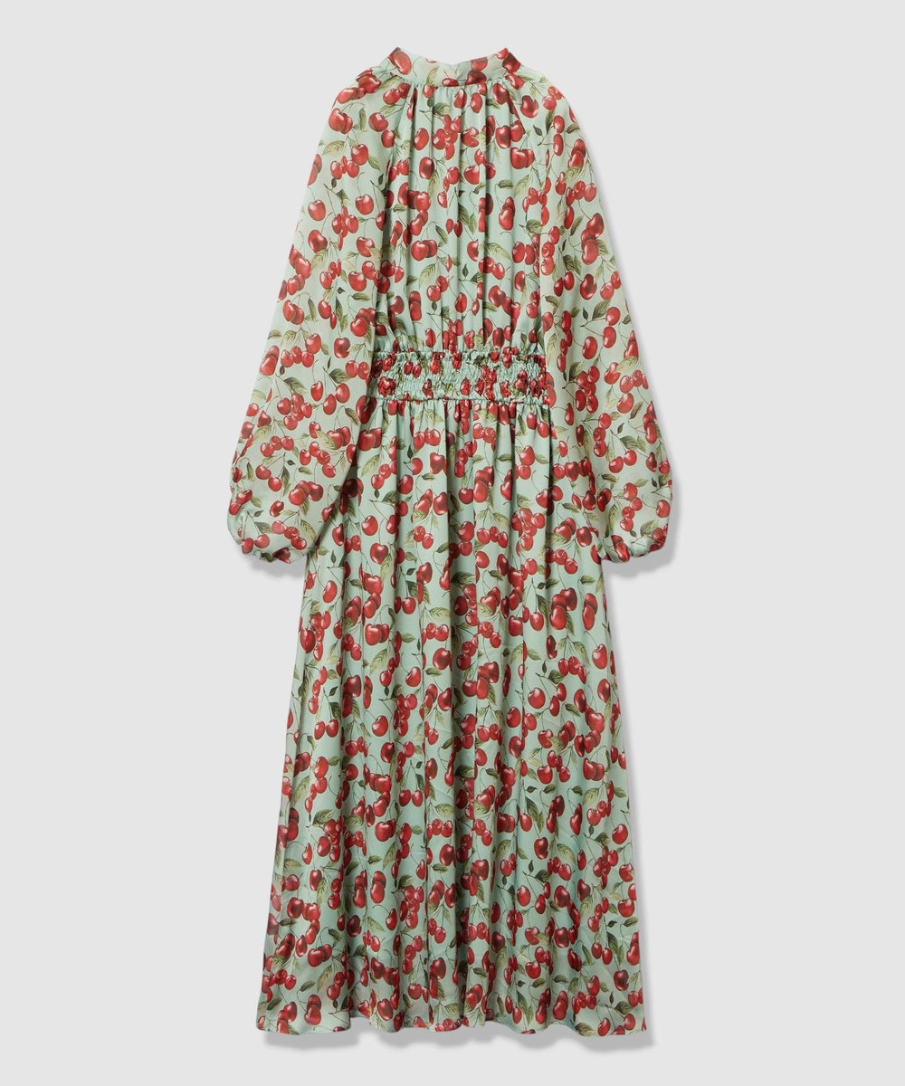 LOULOU WILLOUGHBY 【LOULOU WILLOUGHBY】LISAチェリープリント リボンワンピース サックス (63)