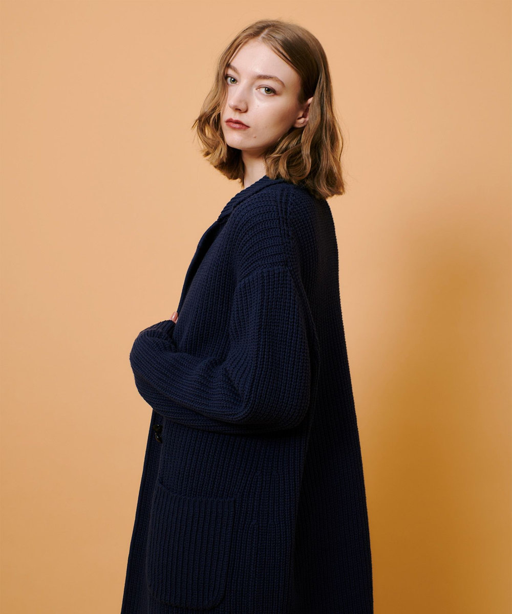 allureville 片畦ニットコート ネイビー (65)