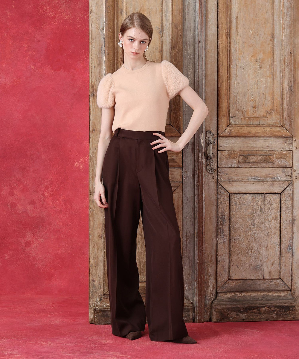 LOULOU WILLOUGHBY WEB限定 ファースリーブプルオーバー ピンクベージュ (13)