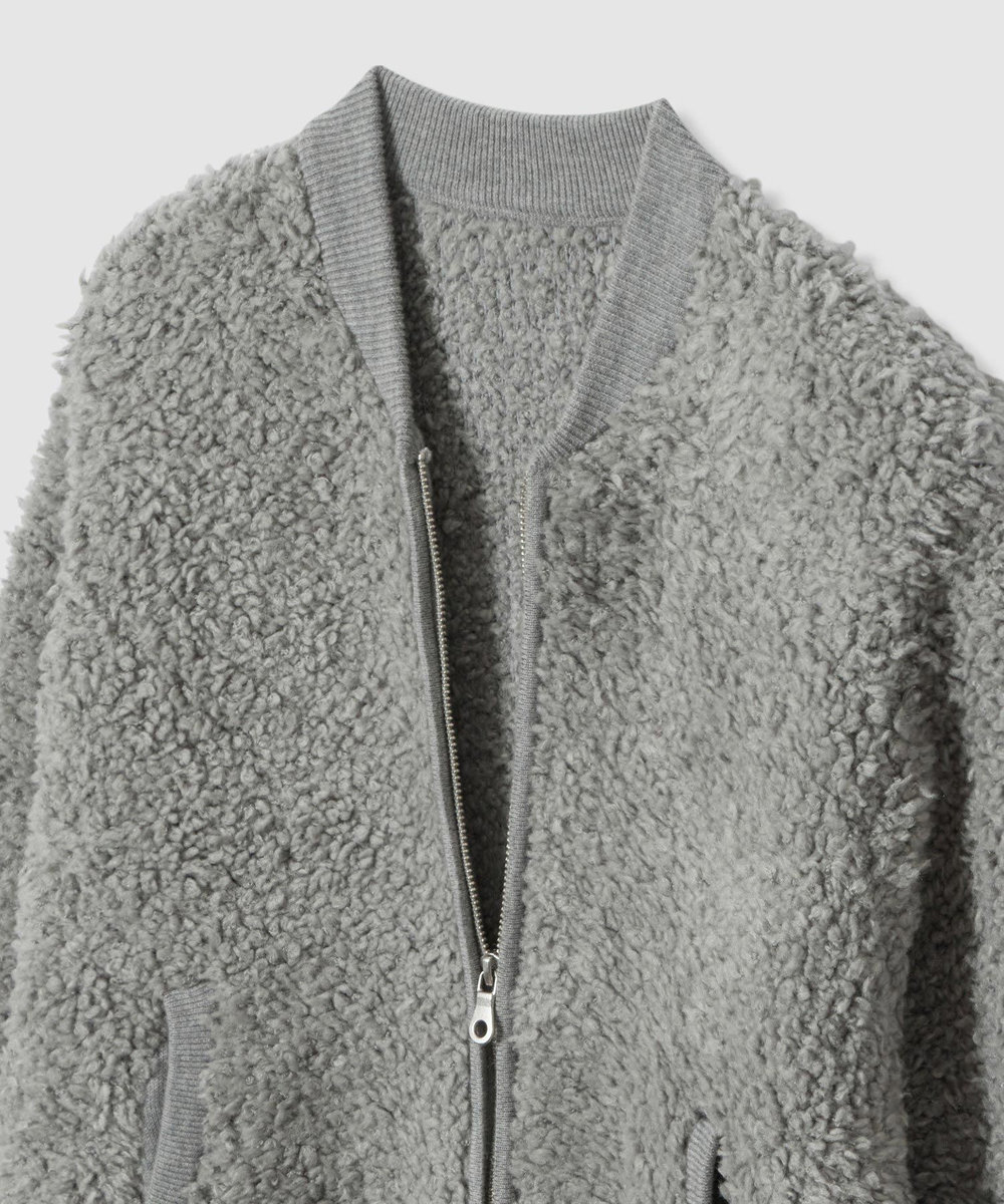 allureville ニットボアブルゾン グレー (92)