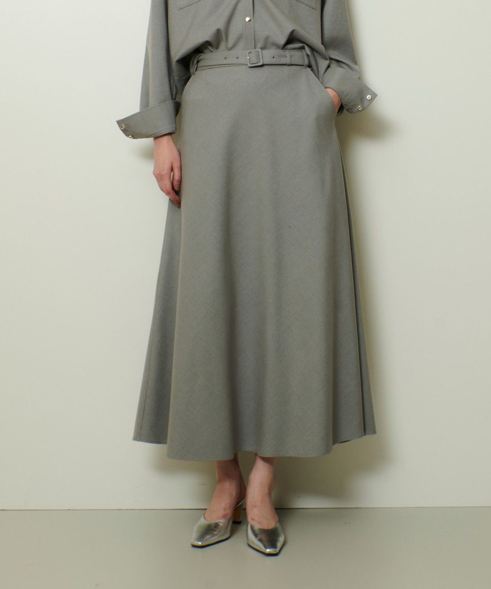 allureville サキソニーベルテッドナロースカート グレー (92)