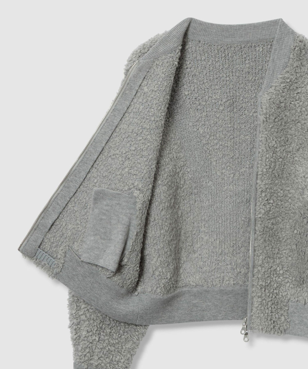 allureville ニットボアブルゾン グレー (92)