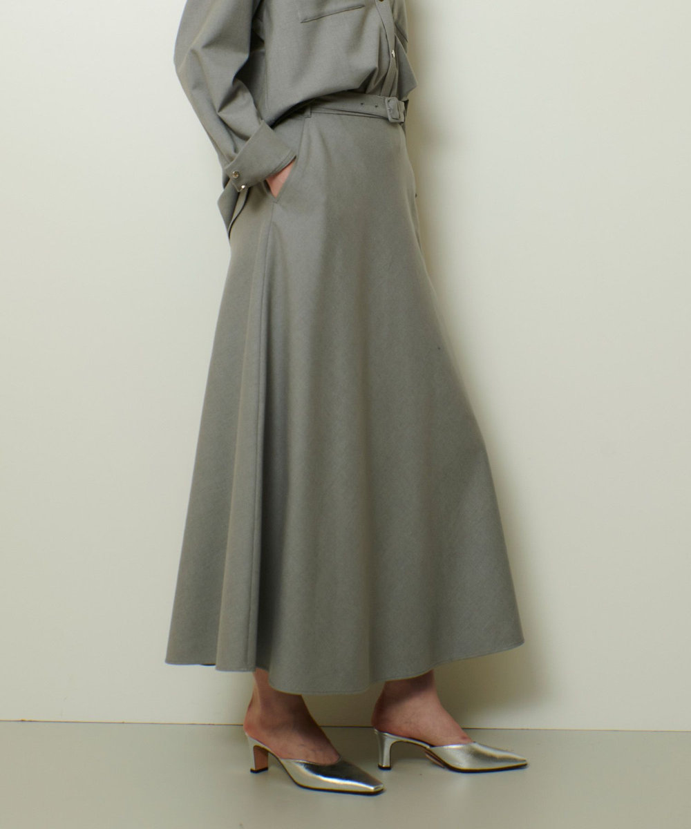 allureville サキソニーベルテッドナロースカート グレー (92)