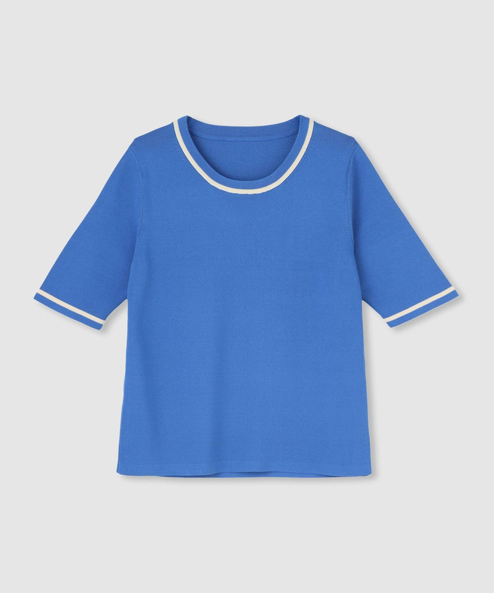 allureville 総針コンパクトクルーネックプルオーバー ブルー (61)
