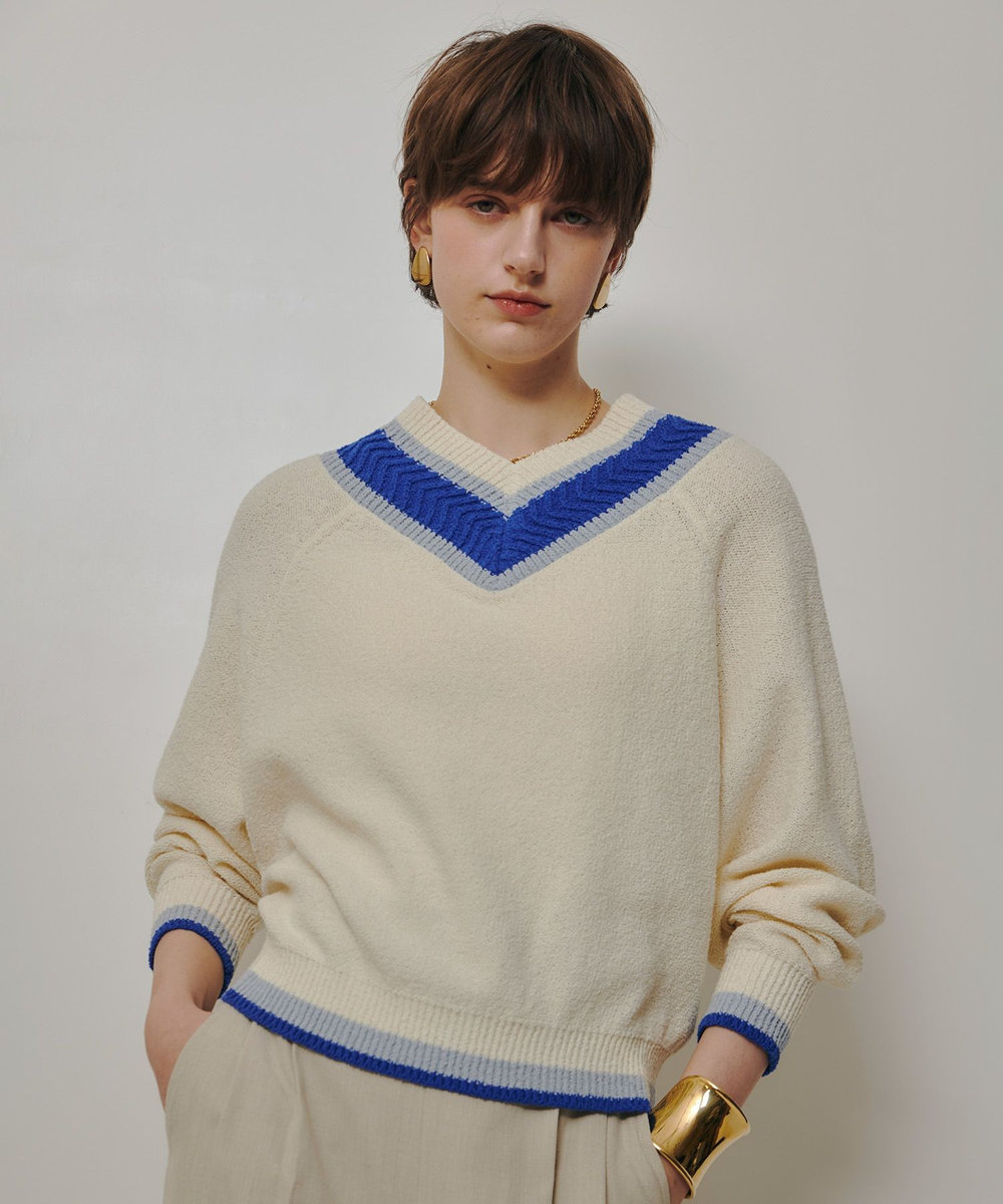 allureville コットンブークレーチルデンニット ブルー系 (68)