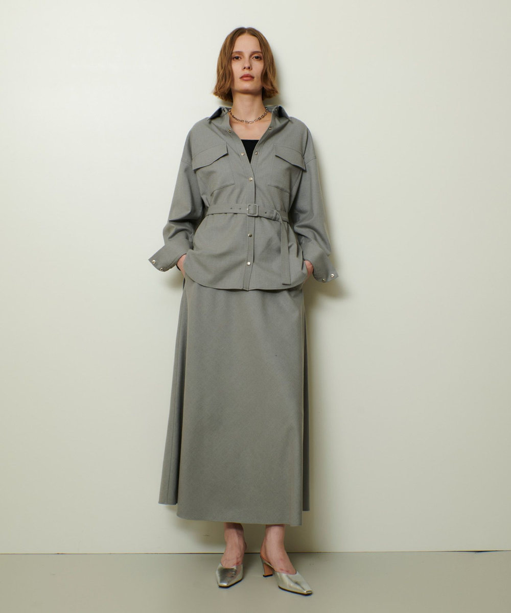 allureville サキソニーベルテッドナロースカート グレー (92)