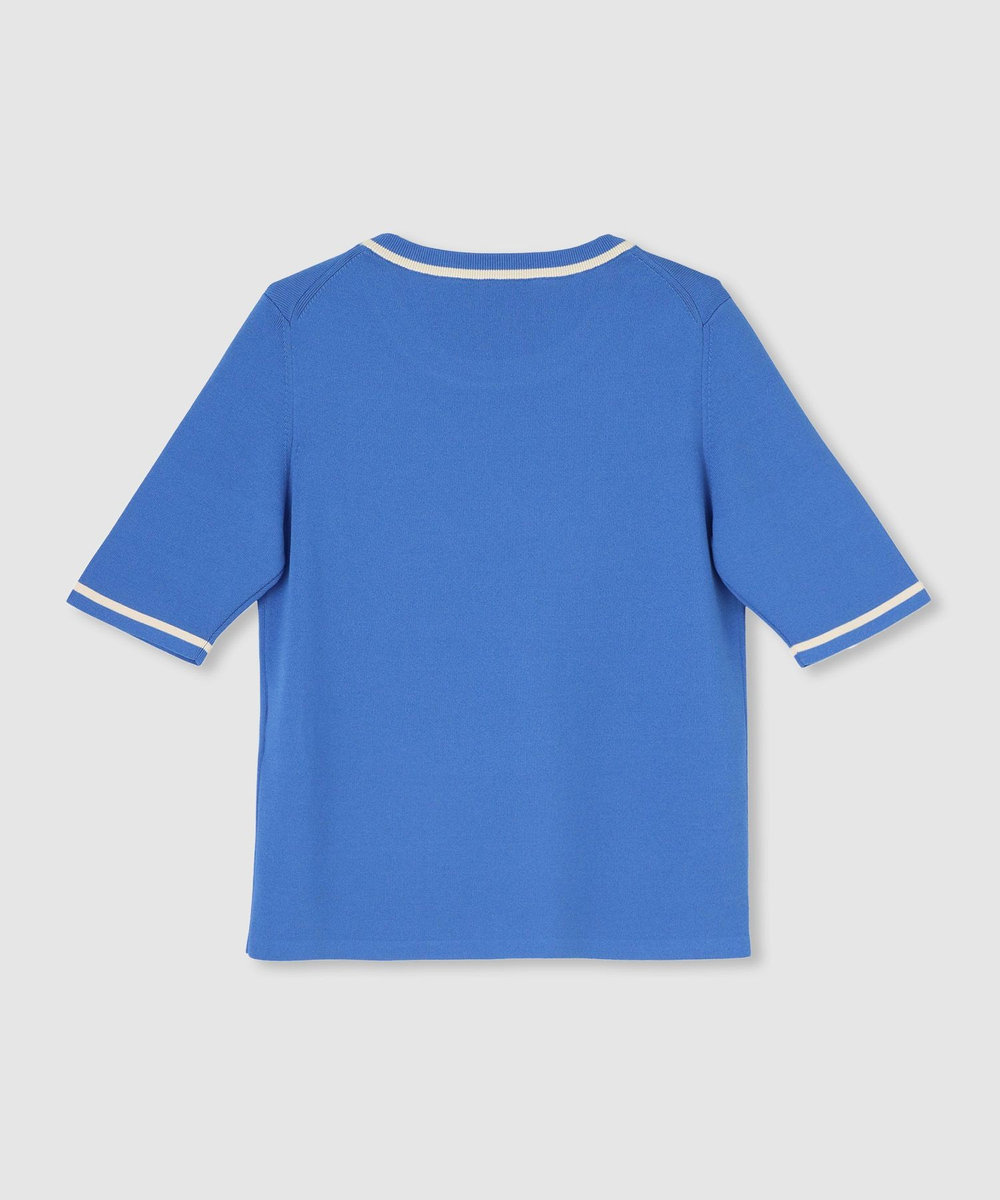 allureville 総針コンパクトクルーネックプルオーバー ブルー (61)
