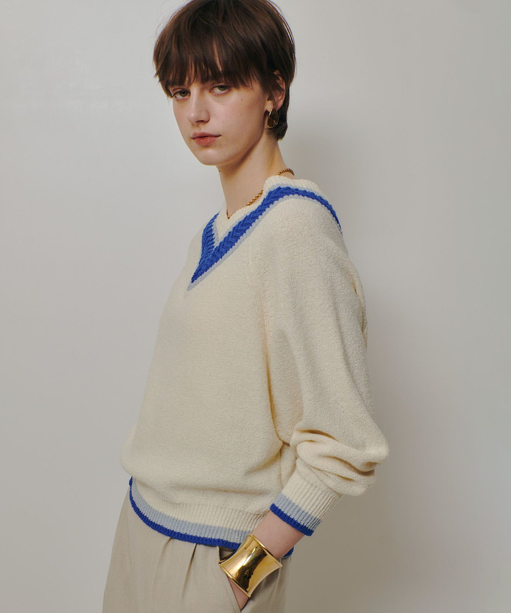 allureville コットンブークレーチルデンニット ブルー系 (68)