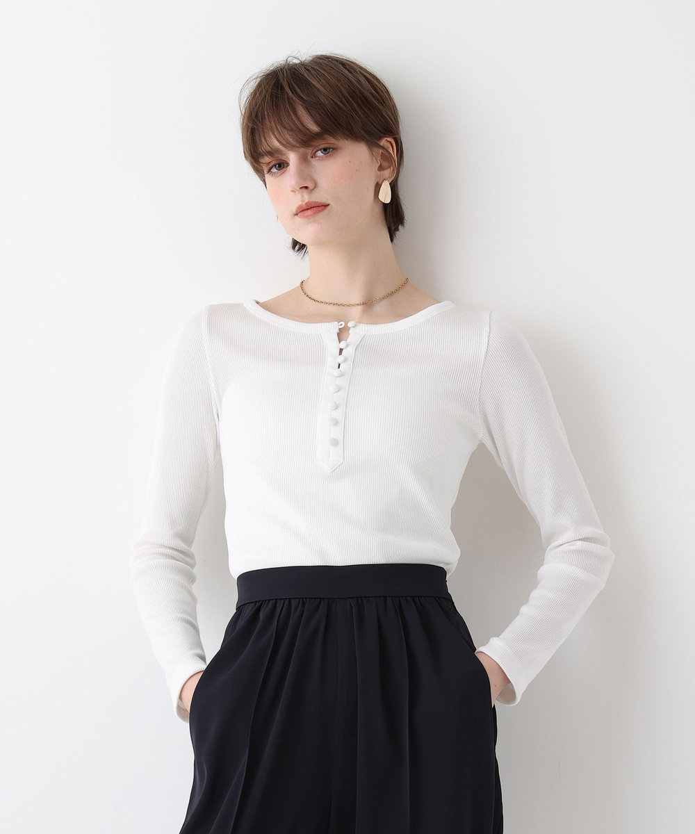 allureville テレコヘンリーネックプルオーバー ホワイト (01)