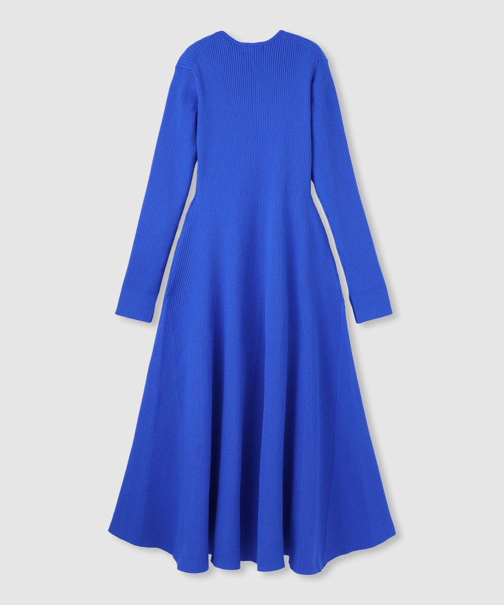 allureville コンシールフロントマチフレアリブワンピース ブルー (61)