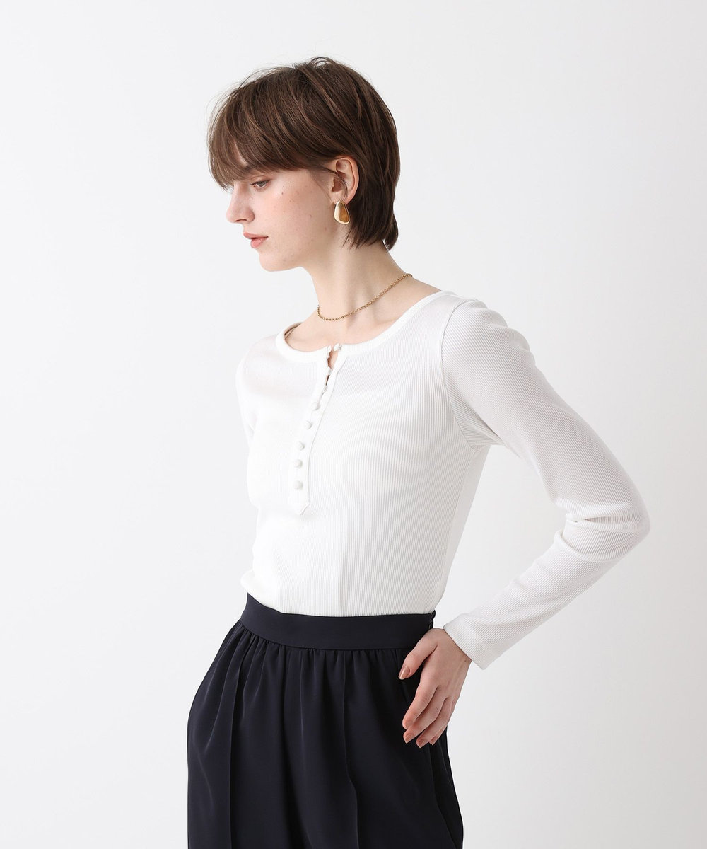 allureville テレコヘンリーネックプルオーバー ホワイト (01)