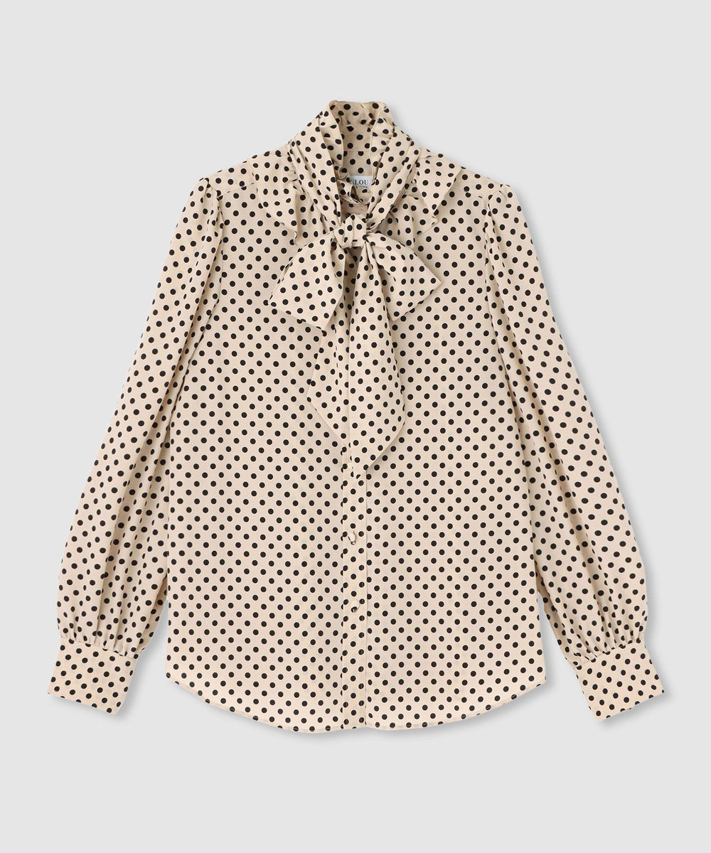 LOULOU WILLOUGHBY デシンドットフリルボウタイ 新品 ◇【LOULOU WILLOUGHBY】デシンドットフリルボウタイブラウス