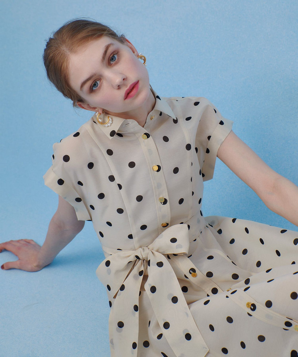 LOULOU WILLOUGHBY 【LOULOU WILLOUGHBY】オーガンドットウエストリボンワンピース ホワイト系 (08)