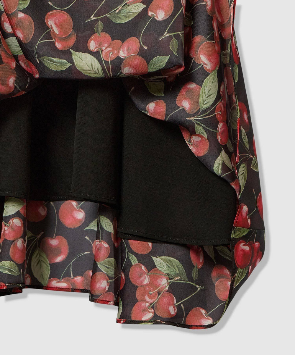 LOULOU WILLOUGHBY 【LOULOU WILLOUGHBY】LISAチェリープリント リボンワンピース ブラック (95)