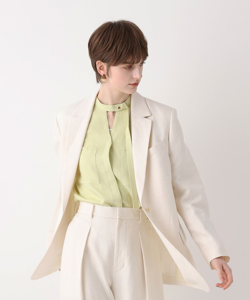 allureville シャークスキンシングルオーバージャケット オフホワイト (02)