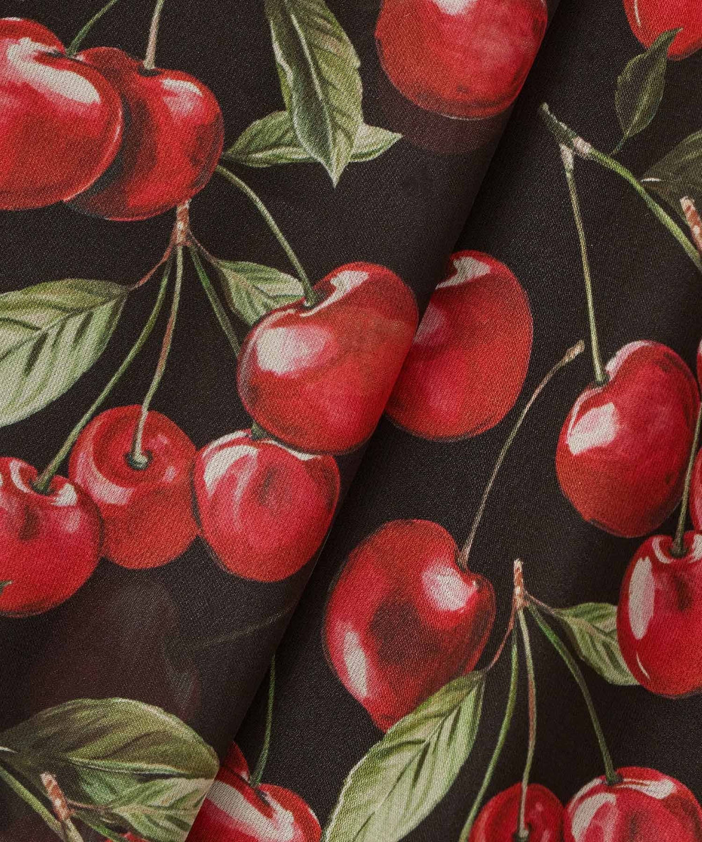 LOULOU WILLOUGHBY 【LOULOU WILLOUGHBY】LISAチェリープリント リボンワンピース ブラック (95)