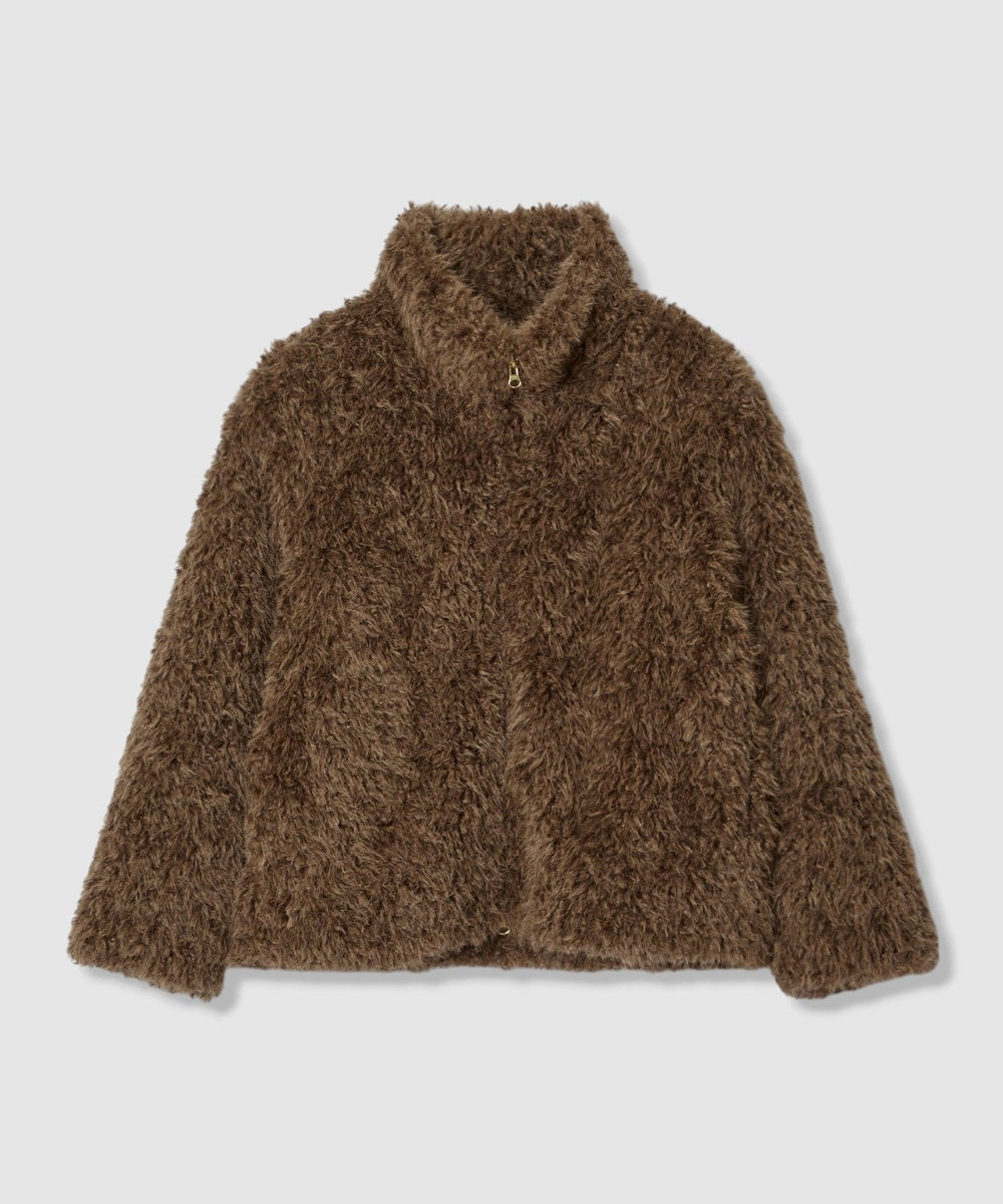 allureville フェイクカシミヤスタンドブルゾン モカ (85)