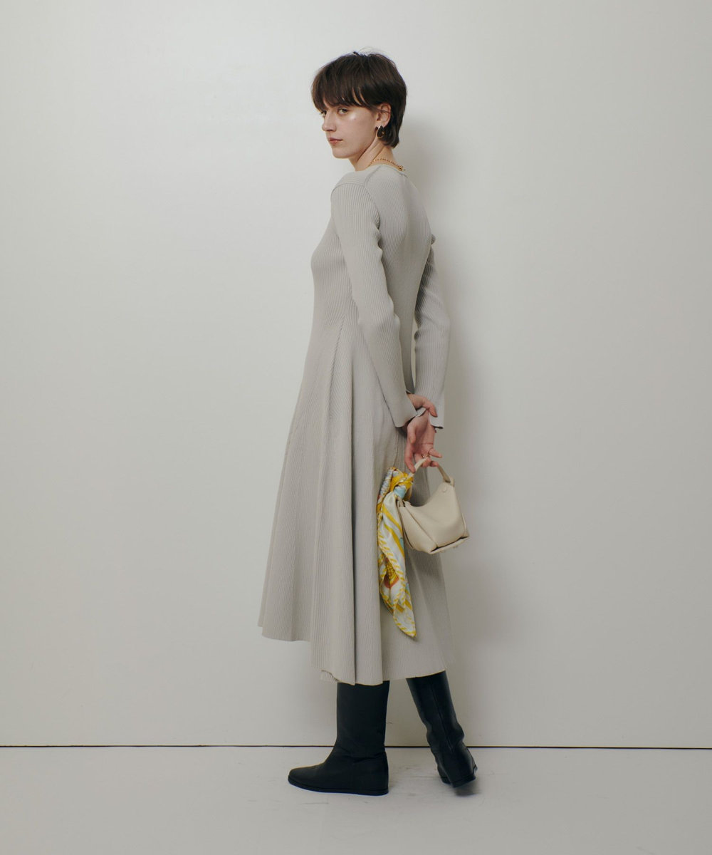 allureville コンシールフロントマチフレアリブワンピース ライトグレー (91)