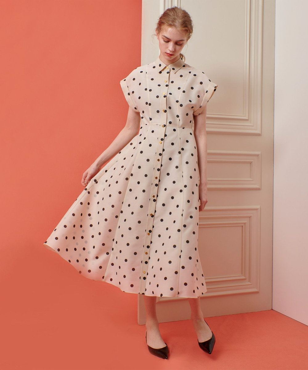 LOULOU WILLOUGHBY 【LOULOU WILLOUGHBY】オーガンドットウエストリボンワンピース ホワイト系 (08)