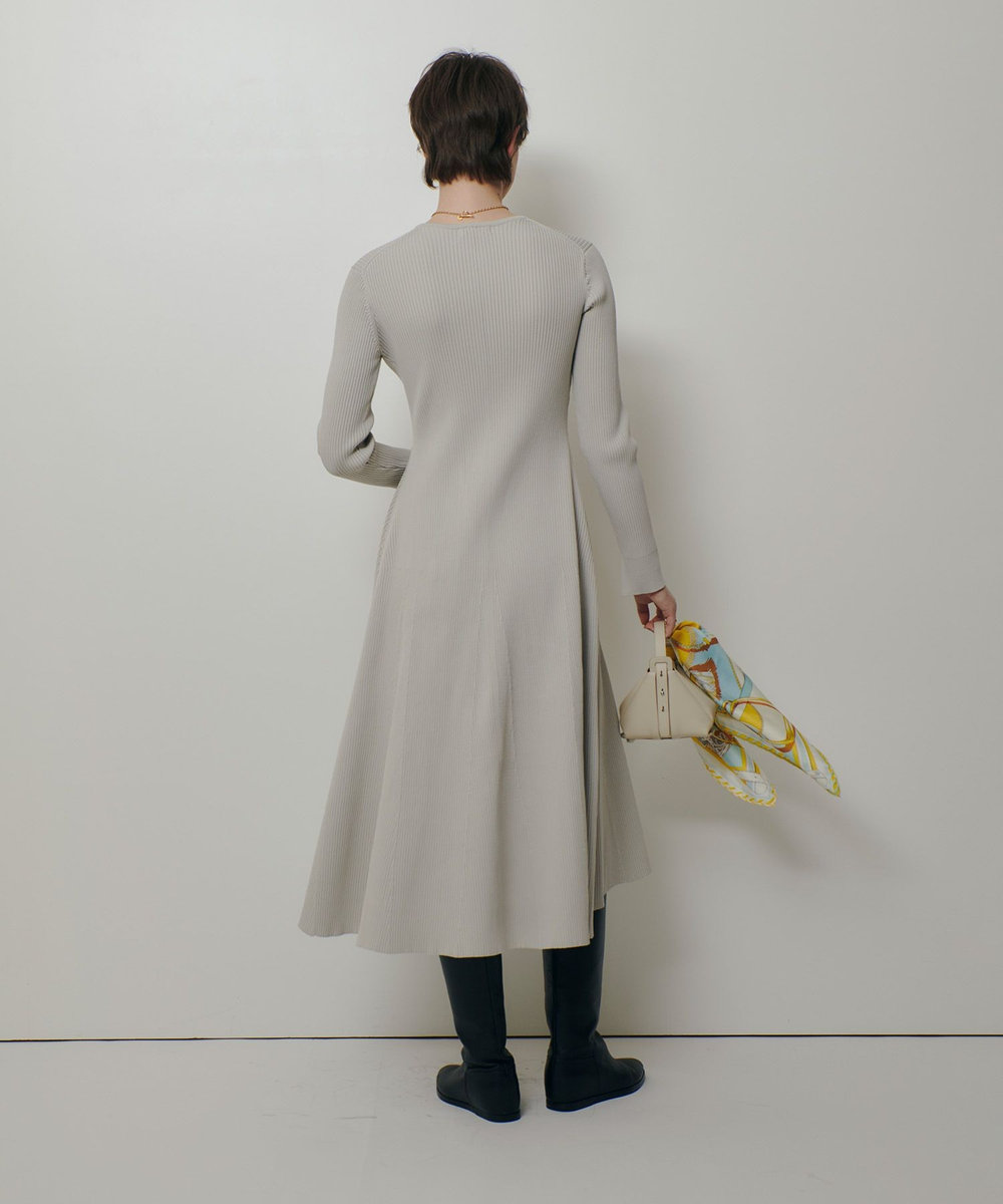 allureville コンシールフロントマチフレアリブワンピース ライトグレー (91)